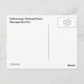 Carte postale du parc national Yellowstone (Dos)