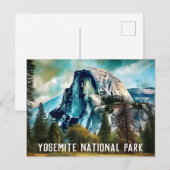 Carte postale du parc national Yosemite à demi-dôm (Devant / Derrière)