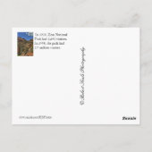 Carte postale du parc national Zion (Dos)