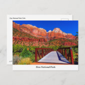 Carte postale du parc national Zion (Devant / Derrière)