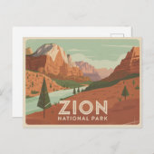 Carte postale du parc national Zion Retro (Devant / Derrière)