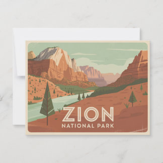 Carte postale du parc national Zion Retro