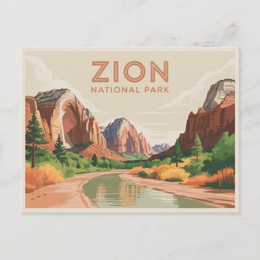 Carte postale du parc national Zion Vintage (Devant)