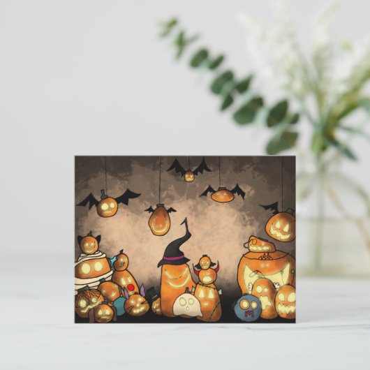 Carte postale du parti citrouille (Debout devant)