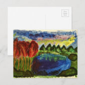 Carte postale du paysage acrylique (Devant / Derrière)