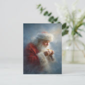 Carte postale du Père Noël mangeant des biscuits (Debout devant)