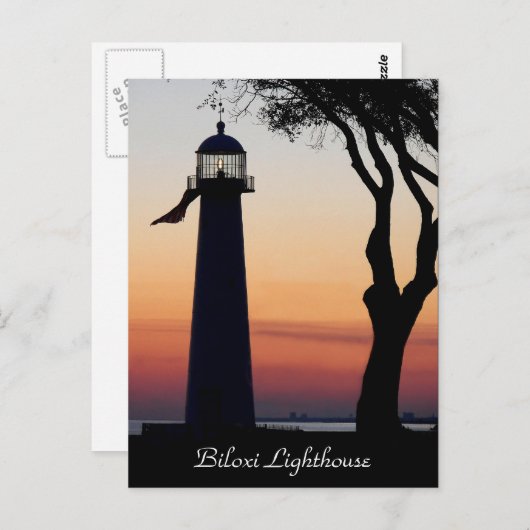Carte postale du phare Biloxi (Devant / Derrière)