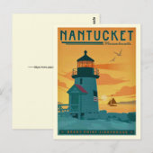 Carte postale du phare de Brant Point à Nantucket (Devant / Derrière)