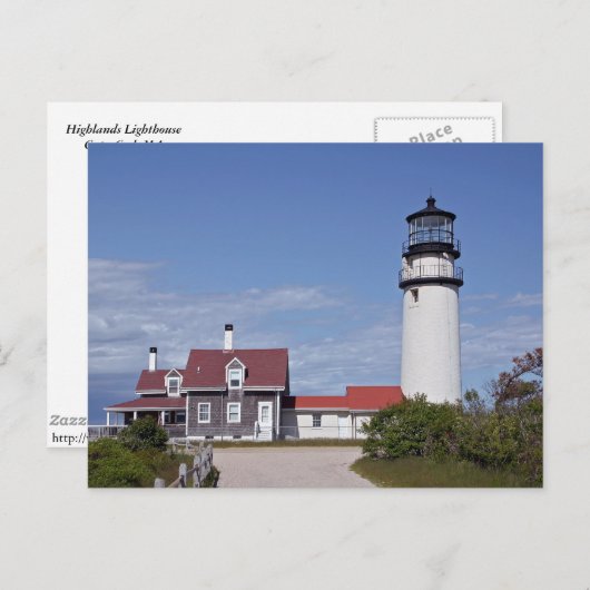 Carte postale du phare du cap Cod (Devant / Derrière)