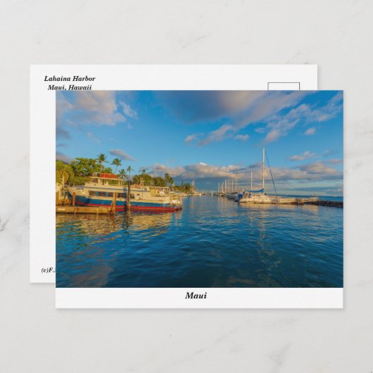 Carte postale du port de Lahaina (Devant / Derrière)