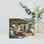 Carte postale du Portugal, terrasse (Debout devant)