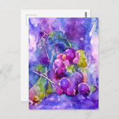 Carte Postale Du raisin aquarell. (Devant / Derrière)