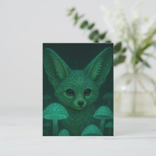 Carte postale du renard mystique Champignon lumi