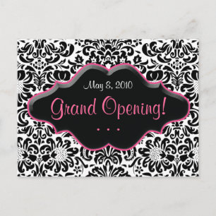 Carte postale du salon Damask Black White Pink Fra