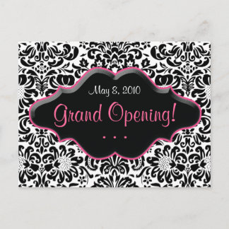 Carte postale du salon Damask Black White Pink Fra
