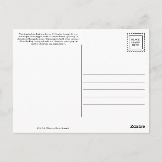 Carte postale du sentier des Appalaches (Dos)
