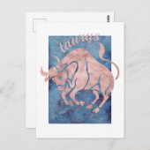 Carte postale du signe du zodiaque Taureau (Devant / Derrière)