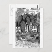 Carte postale du stylo et de l'illustration de Riv (Devant / Derrière)