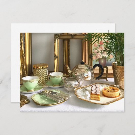 Carte postale du thé de l'après-midi (Devant / Derrière)