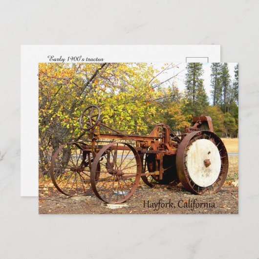 Carte postale du tracteur du début des années 1900 (Devant / Derrière)