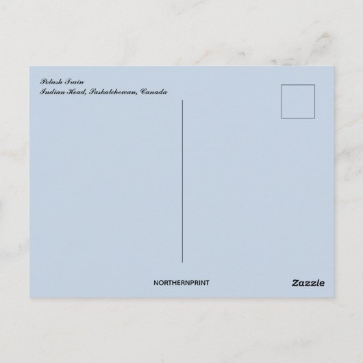 Carte postale du train à Indian Head Saskatchewan (Dos)