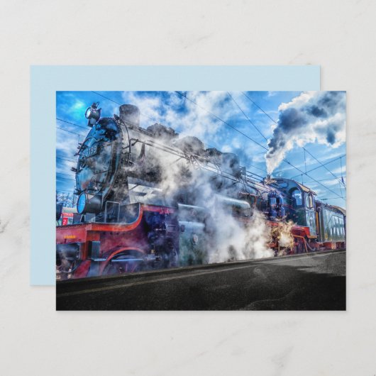 carte postale du train à vapeur (Devant / Derrière)