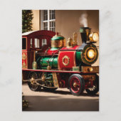carte postale du train de Noël steampunk (Devant)