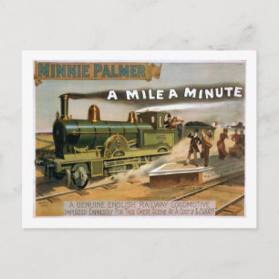 Carte postale du train de théâtre Vintage "A Mile 