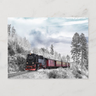 carte postale du train d'hiver