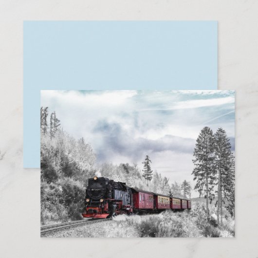 carte postale du train d'hiver (Devant / Derrière)