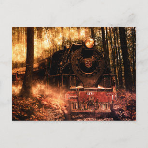 Carte postale du train forestier imaginaire