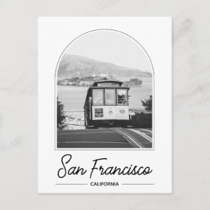 Carte postale du tramway noir et blanc de San Fran