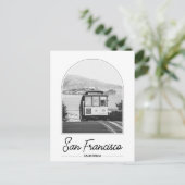 Carte postale du tramway noir et blanc de San Fran (Debout devant)