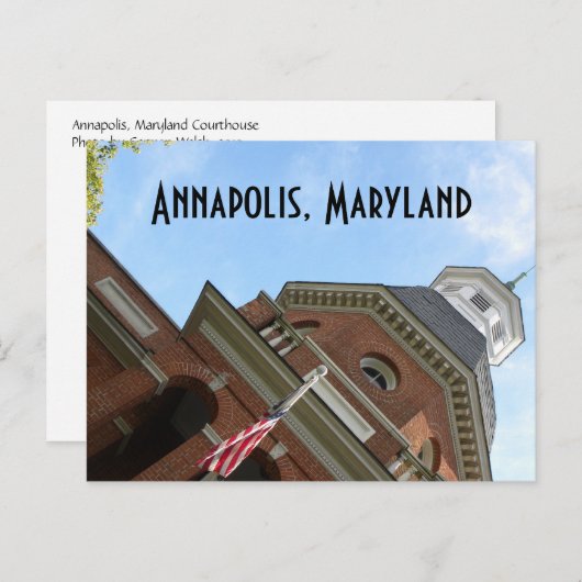 Carte postale du tribunal d'Annapolis, MD (Devant / Derrière)