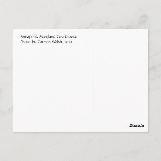 Carte postale du tribunal d'Annapolis, MD (Dos)