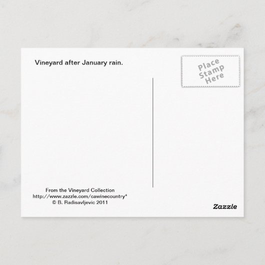 Carte postale du vignoble Paso Robles en janvier (Dos)