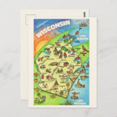 Carte postale du Wisconsin illustrée de manière co (Devant / Derrière)