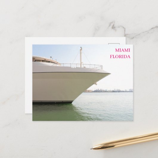 Carte postale du yacht de luxe blanc Ocean Miami F (Devant/Arrière en situation)