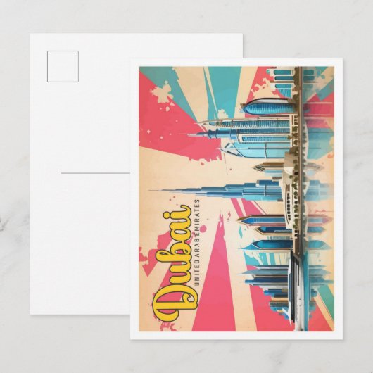 Carte Postale Dubaï EAU Pop Art Illustration de voyage (Devant / Derrière)