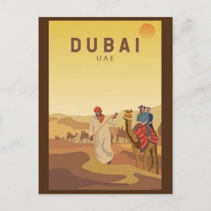 Carte Postale Dubai Émirats Arabes Unis Désert Safari Retro