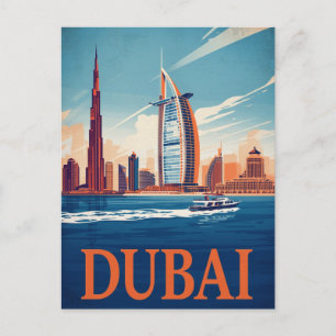 Carte Postale Dubai Marina Skyline & Bateau Rétro
