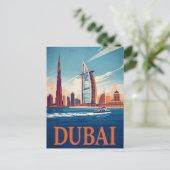 Carte Postale Dubai Marina Skyline & Boat Retro (Debout devant)