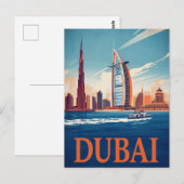 Carte Postale Dubai Marina Skyline & Boat Retro (Devant / Derrière)