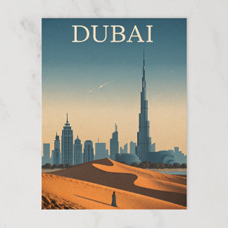 Carte Postale Dubai Skyline dans un look Vintage moderne