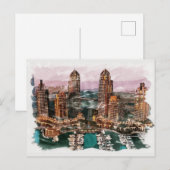 Carte Postale Dubaï UAE Unique Aquarelle Voyage Art (Devant / Derrière)