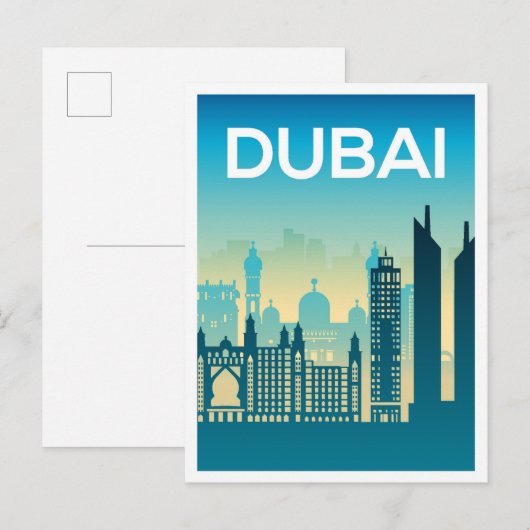 Carte Postale Dubaï Uni Émirats arabes unis Illustration de voya (Devant / Derrière)