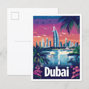 Carte Postale Dubai United Arab Emirates Travel Illustration