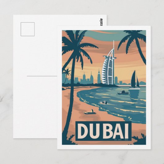 Carte Postale Dubaï Vintage célèbre Travel Place (Devant / Derrière)