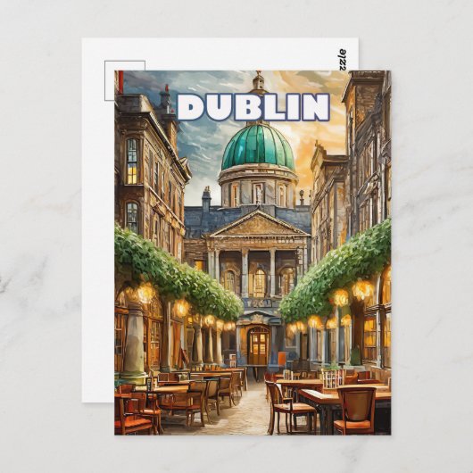 Carte Postale Dublin, cité aux mille nuances de vert (Devant / Derrière)