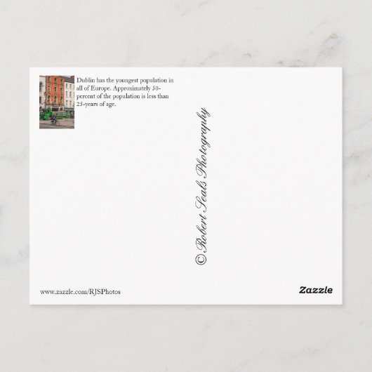 Carte Postale Dublin, Irlande (Dos)